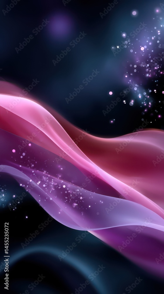 Poster abstract background with soft fluid waves and sparkling bokeh lights for modern designs and template