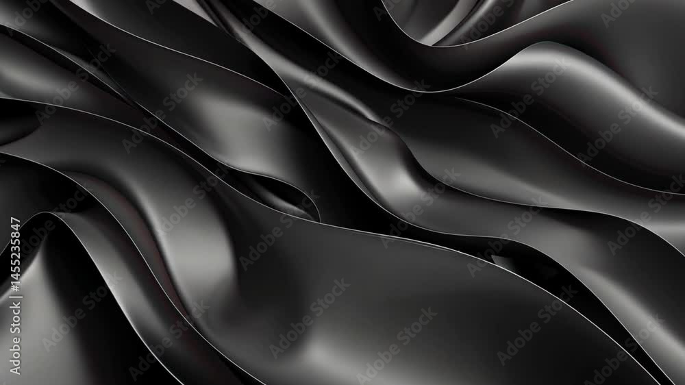 Poster elegant black fabric waves create smooth, flowing texture that showcases depth and sophistication, e