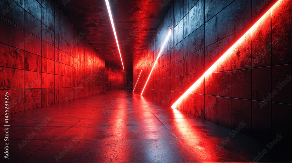 Aufkleber a 4k futuristic corridor with geometric patterns and side lighting displays a captivating 3d backgro