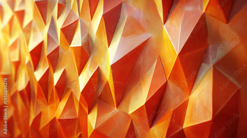 Poster a realistic 4k rende shows a vibrant geometric background with dynamic 3d forms, captured from a sid