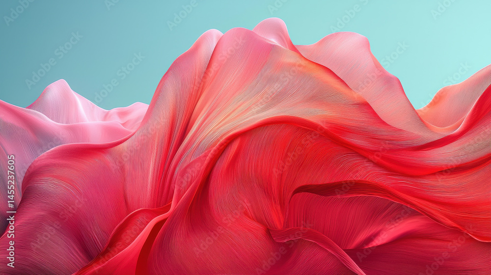 Poster realistic 4k 3d background displays a dynamic shape with flowing lines, showing a side angle view of