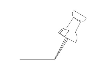 Continuous one line drawing of Push pin. Single line drawing illustration of Paper pin. Pin icon concept vector art. Doodle line illustration.