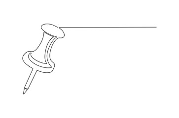 Continuous one line drawing of Push pin. Single line drawing illustration of Paper pin. Pin icon concept vector art. Doodle line illustration.