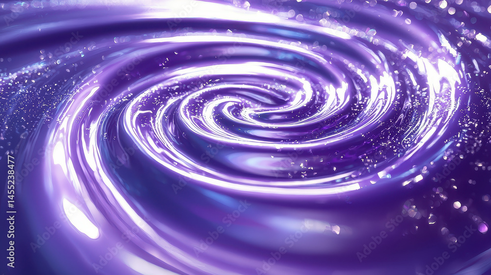 Poster a creative 3d background showcasing realistic, luminous purple spirals in a dynamic side angle view 