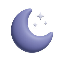 Obraz premium A serene 3D graphic of a smooth purple moon and bright little stars.