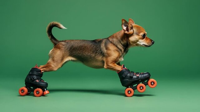 A Tiny Rollerblading Champion:  Chihuahua on Rollerskates