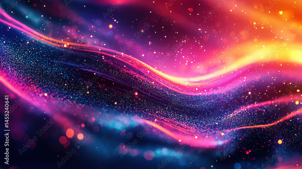 Poster a vibrant and colorful 3d abstract background featu realistic lighting and particles, rendered in 4k