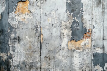 Wall with flaking gray and white paint showing weathered texture