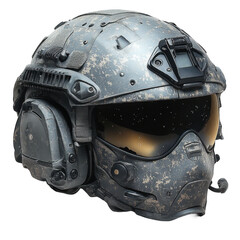 Buy tactical helmet with visor and communication system online today now on transparent background