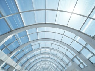 Modern arched skylight structure's perspective.