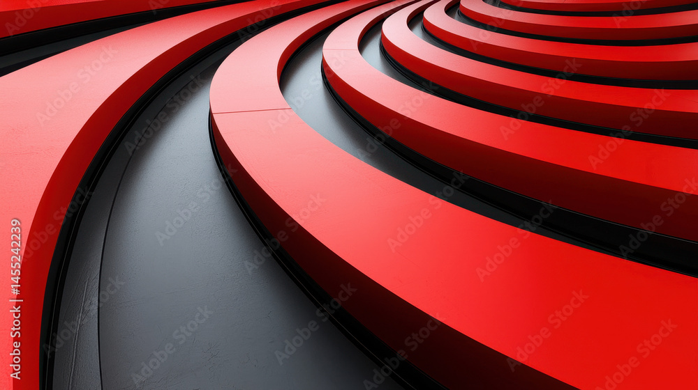 Poster 3d abstract background featu bold red curved shapes creating a visually realistic and appealing desi