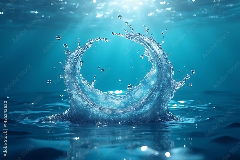 Poster dynamic water splash action underwater scene high-resolution image calm environment