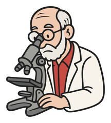 Scientist with Microscope Observing Samples in Laboratory Setting