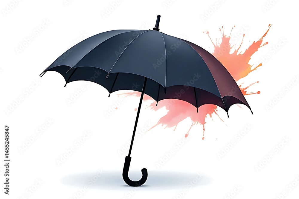 Poster dynamic black umbrella with color splash artistic display studio setting creative concept