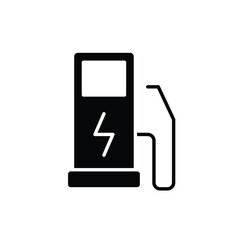 Charging station icon. Simple solid style. Electric vehicle, EV, green car, Power supply station, charge, nature, technology concept. Black silhouette, glyph symbol. Vector illustration isolated.