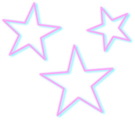 Obraz premium set of stars, three star neon element, star light icon element