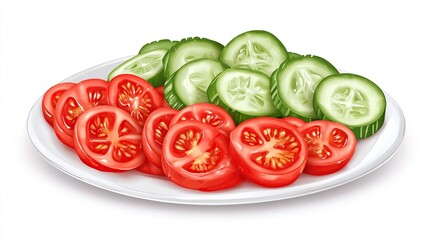 Sliced Tomatoes and Cucumbers on a Plate