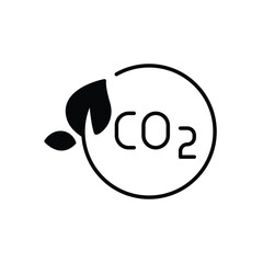 Carbon neutrality icon. Simple solid style. CO2 neutral, carbon emission, reduce, eco, leave, reduction, sustainable concept. Black silhouette, glyph symbol. Vector illustration isolated.