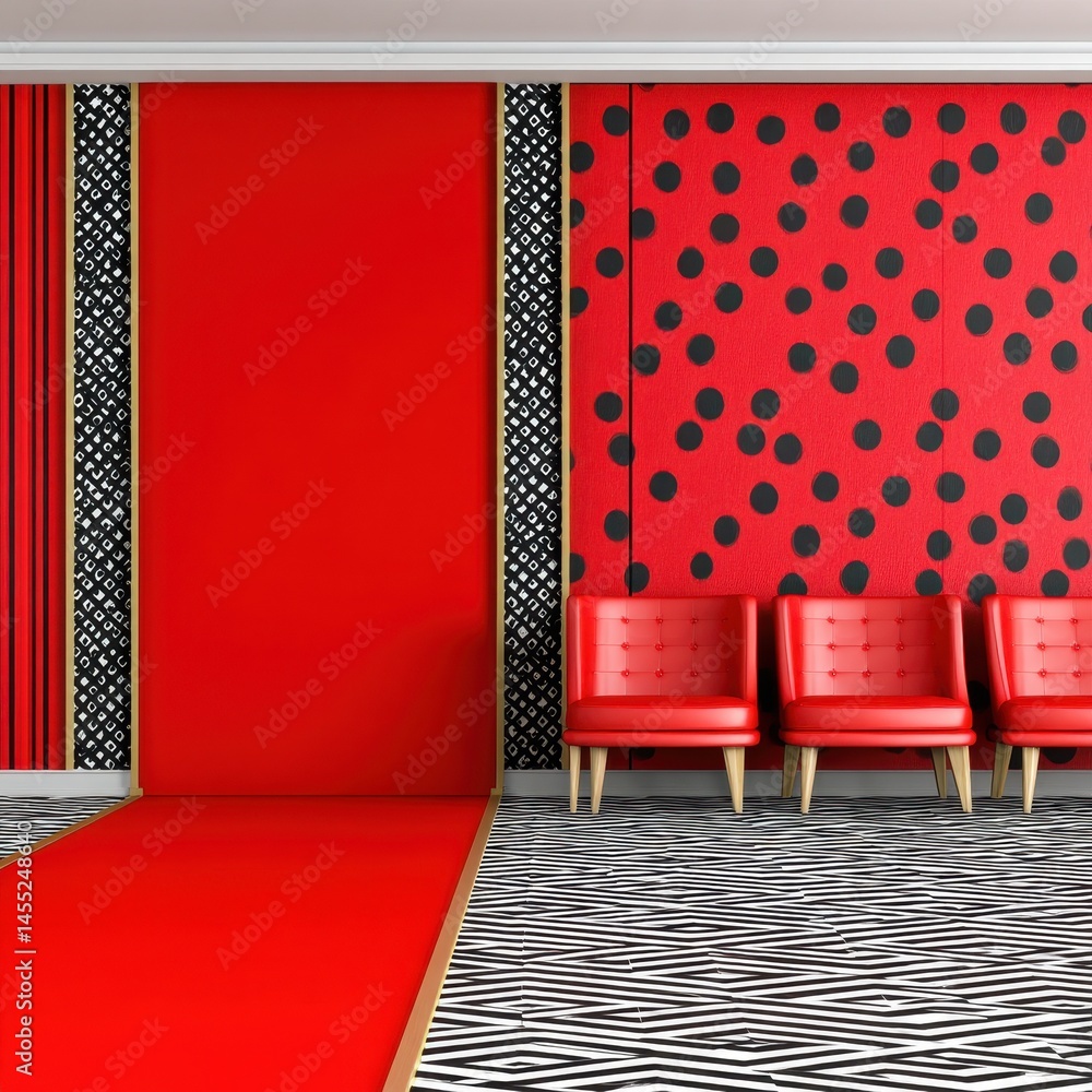 Poster retro drama artwork in vintage style with bold red and black patterns creating a dramatic atmosphere