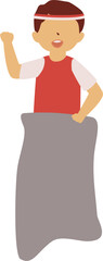 Fototapeta premium Happy Boy in Sack Race, Colorful Illustration
