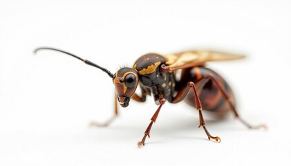 Close-up of single insect on pure white background, nature, macro photography, animal