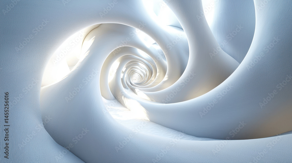 Poster a stunning side angle view of a realistic 4k 3d background featu layered spirals, beautifully illumi