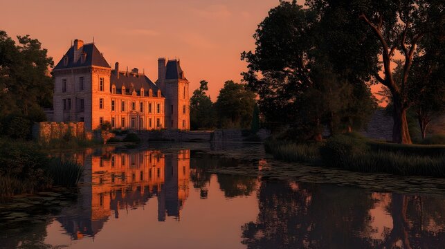 Experience Luxury Living at a Sunset-Reflecting Chateau with Panoramic Views, Rustic Charm, and Timeless Elegance