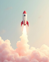 Fototapeta premium Minimalist Rocket Launch