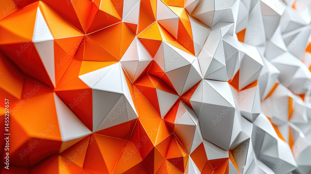 Poster geometric 4k background featu kenmima style 3d contrasts with realistic side a rende showcasing oran
