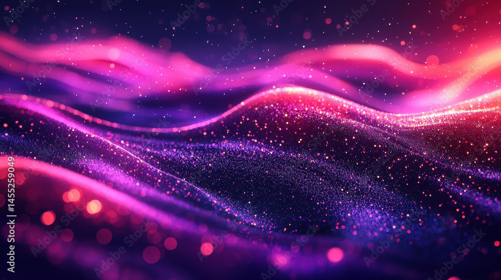 Poster energetic 3d background visuals create a realistic 4k side angle view with glowing particles in kenm
