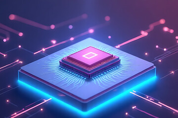 Close-up on innovative quantum computing futuristic chip design and digital technology