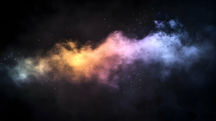 Obraz premium Cosmic multicolor nebula swirling against a dark background filled with stardust