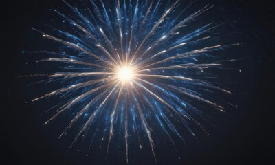 Fototapeta premium Isolated blue fireworks burst against a starlit night sky , abstract, vibrant