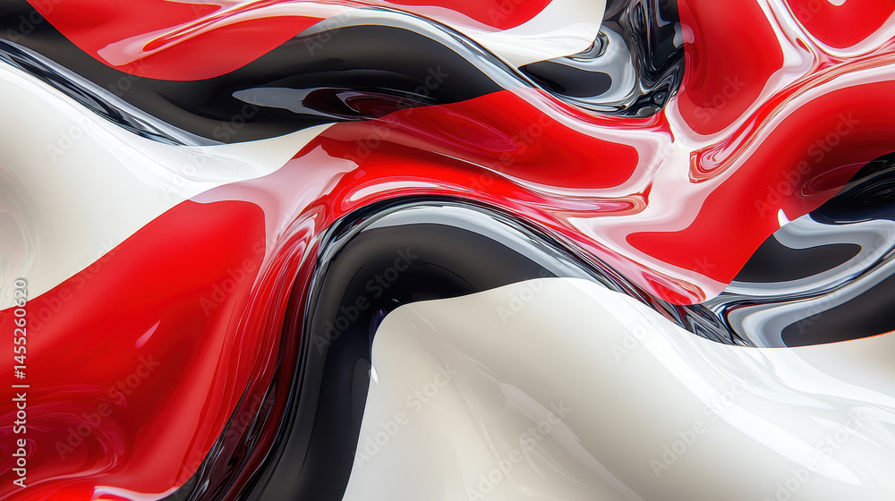 Poster a 4k side angle view of realistic kenmima 3d creative patterns shows abstract flowing shapes with re