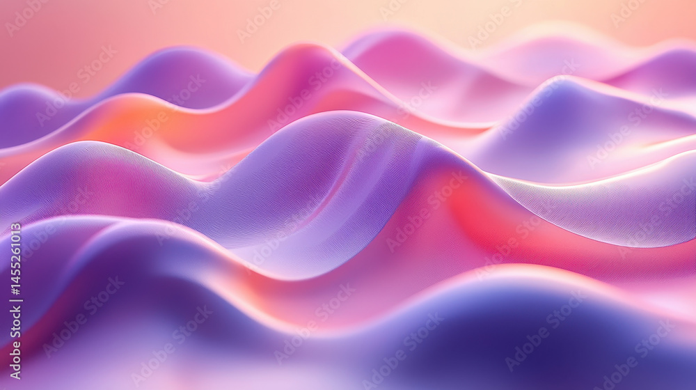 Poster realistic 4k side view shows a creative abstract kenmima 3d background of flowing purple, pink and o