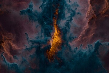 Cosmic Nebula Deep Space Exploration Vivid Colors Orange Blue Nebula Cloudscape