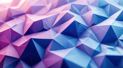 Fototapeta premium A realistic 4K kenmima polygon background art featu an abstract 3D side view with dynamic shades of pink and blue creating a textured polygonal design.