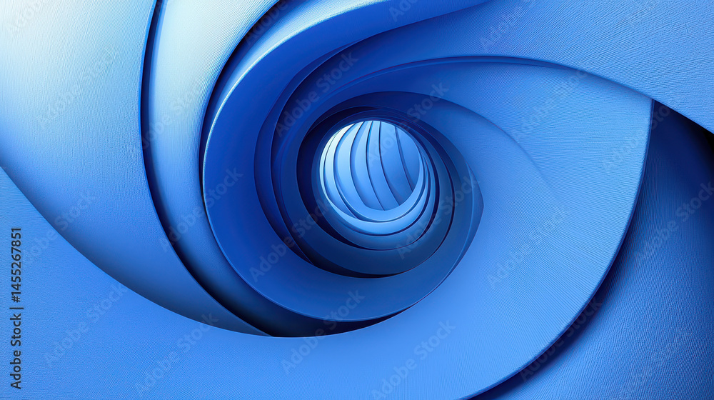 Poster abstract exploration through a realistic 3d blue tunnel with circular patterns, creating an immersiv