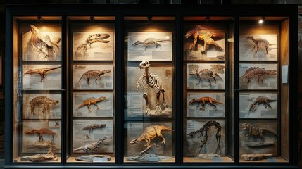 Museum Dinosaur Fossil Exhibit Showcase