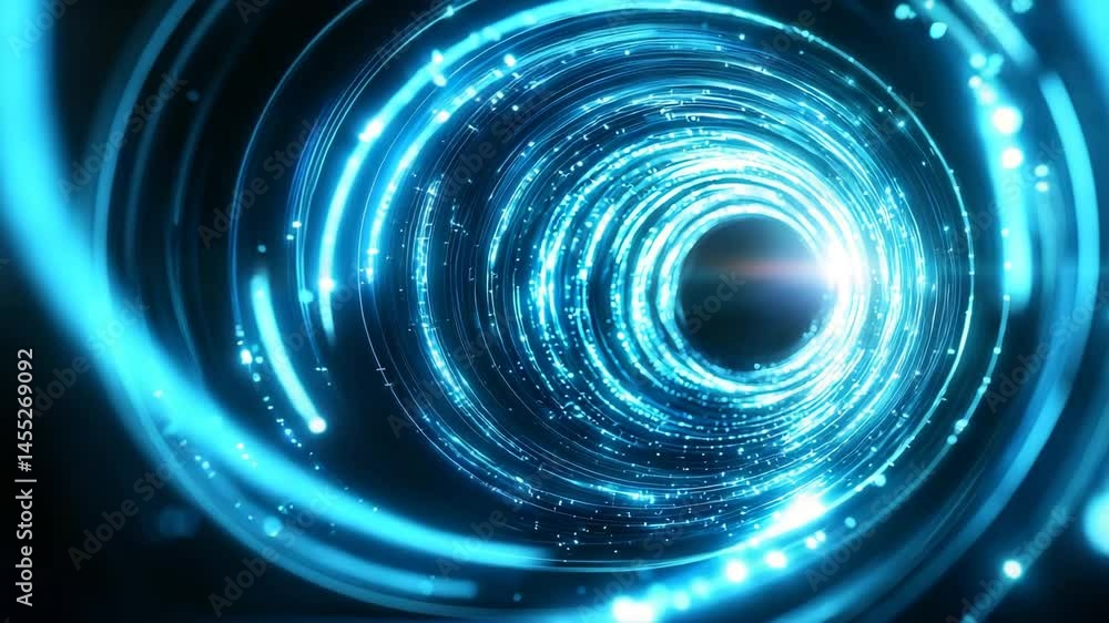 Poster futuristic abstract light effect with glowing particles and swirls
