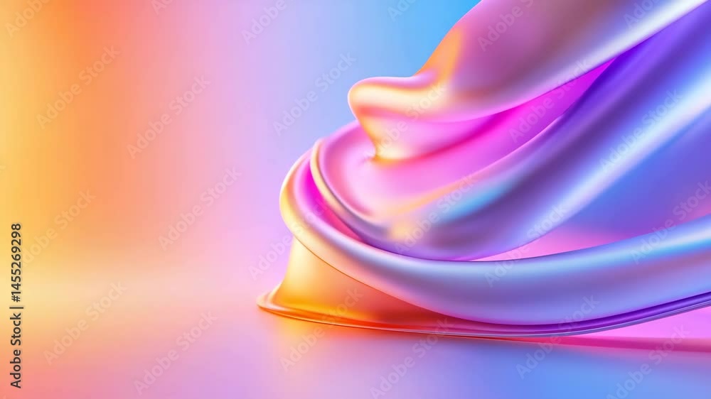 Poster colorful fabric waves in soft light creating abstract background