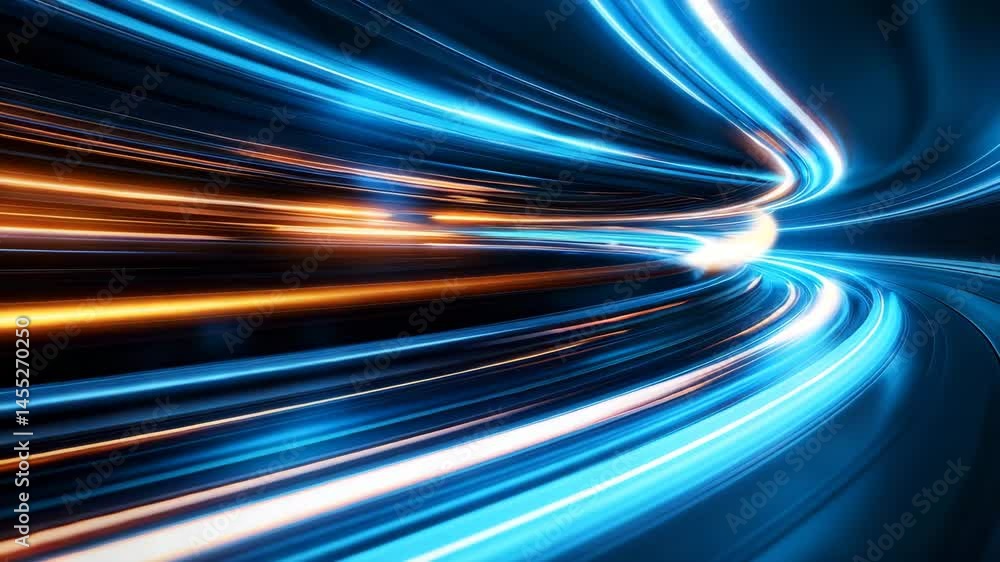 Poster futuristic light trails in motion creating abstract energy flow