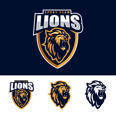 Lion mascot logo design illustration for sport esport or gaming team