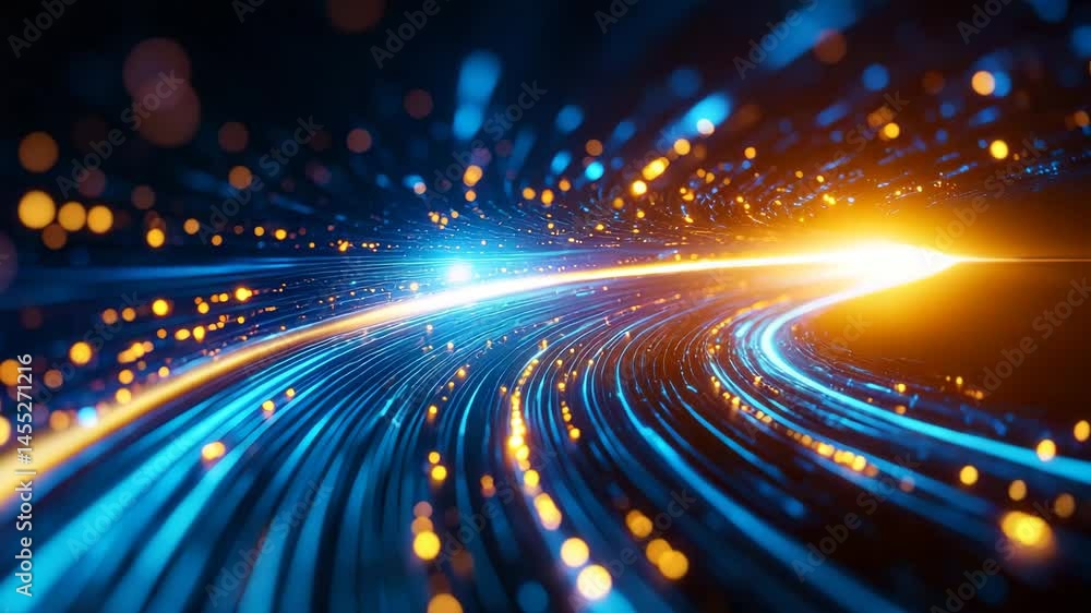 Poster glowing light trails with colorful bokeh effects abstract background