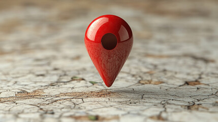 Glossy red location pin hovers over a stark white surface, casting a soft shadow beneath it; a vibrant pop of color in a minimalist space symbolizing direction, presence, and digital navigation.

