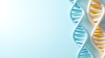 Abstract 3D Rendering of DNA Helixes on Pale Blue Background