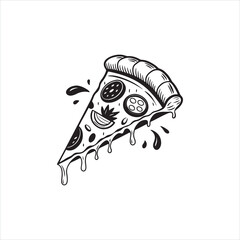 Pizza Silhouette Clip Art | Black Slice Outline on White Background