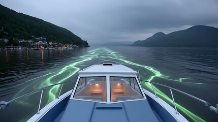 Fototapeta premium Bioluminescent Bay Cruise Night Boat Adventure.