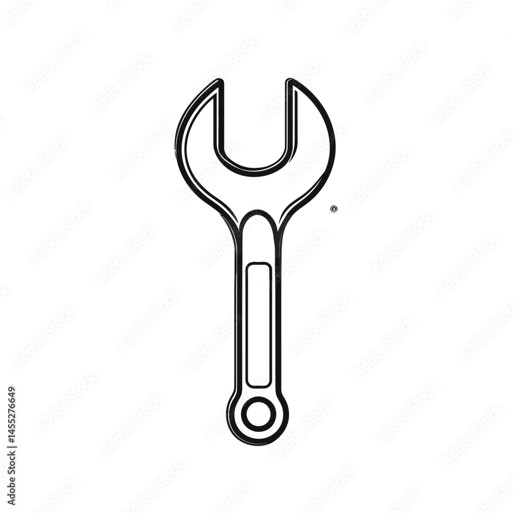 Poster simple spanner outline vector isolated on transparent background