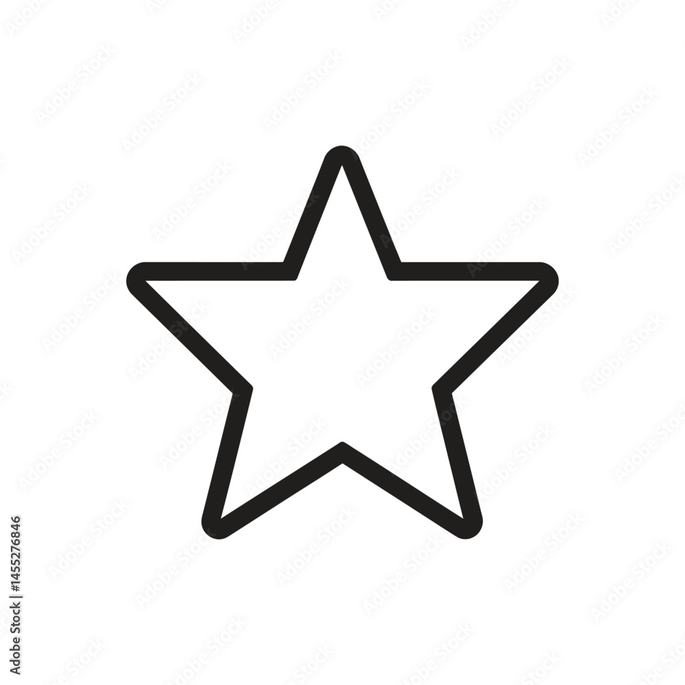 Poster simple star icon with outline design on transparent background